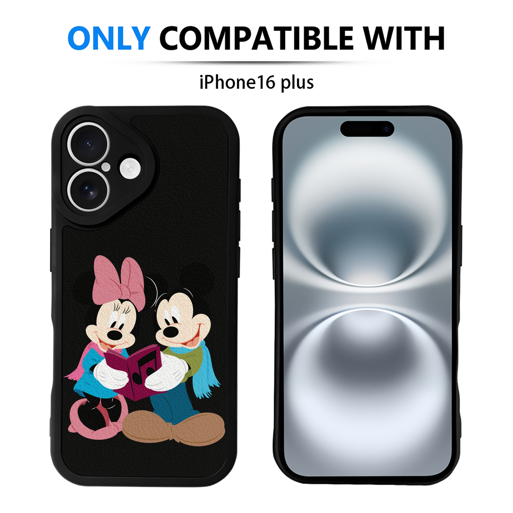 （画像用） ミッキーマウス Mickey Mouse 【iPhone 16シリーズ対応】シリコンスマホケース（レザー調） 材質：シリコン